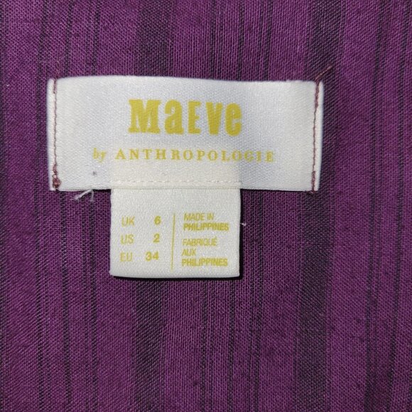 Maeve by Anthropologie Katrina Burgundy Blouse Velvet Button Up Top Women's SZ 2 - Picture 10 of 14